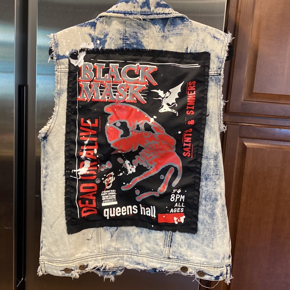 Rolling Stones black mask jacket vest denim